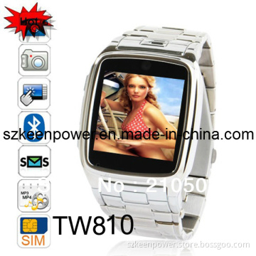 Tw810 Quad Band Camera Bluetooth Java GPRS 1.6-Inch Touch Screen Watch Phone Silver or Black